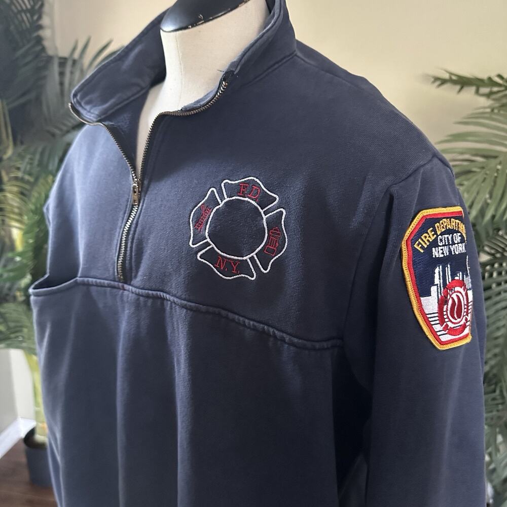 Fire Zone Vintage NYC Fire Dept. 1/4 Zip Men XL Union Made in USA Pockets 11831